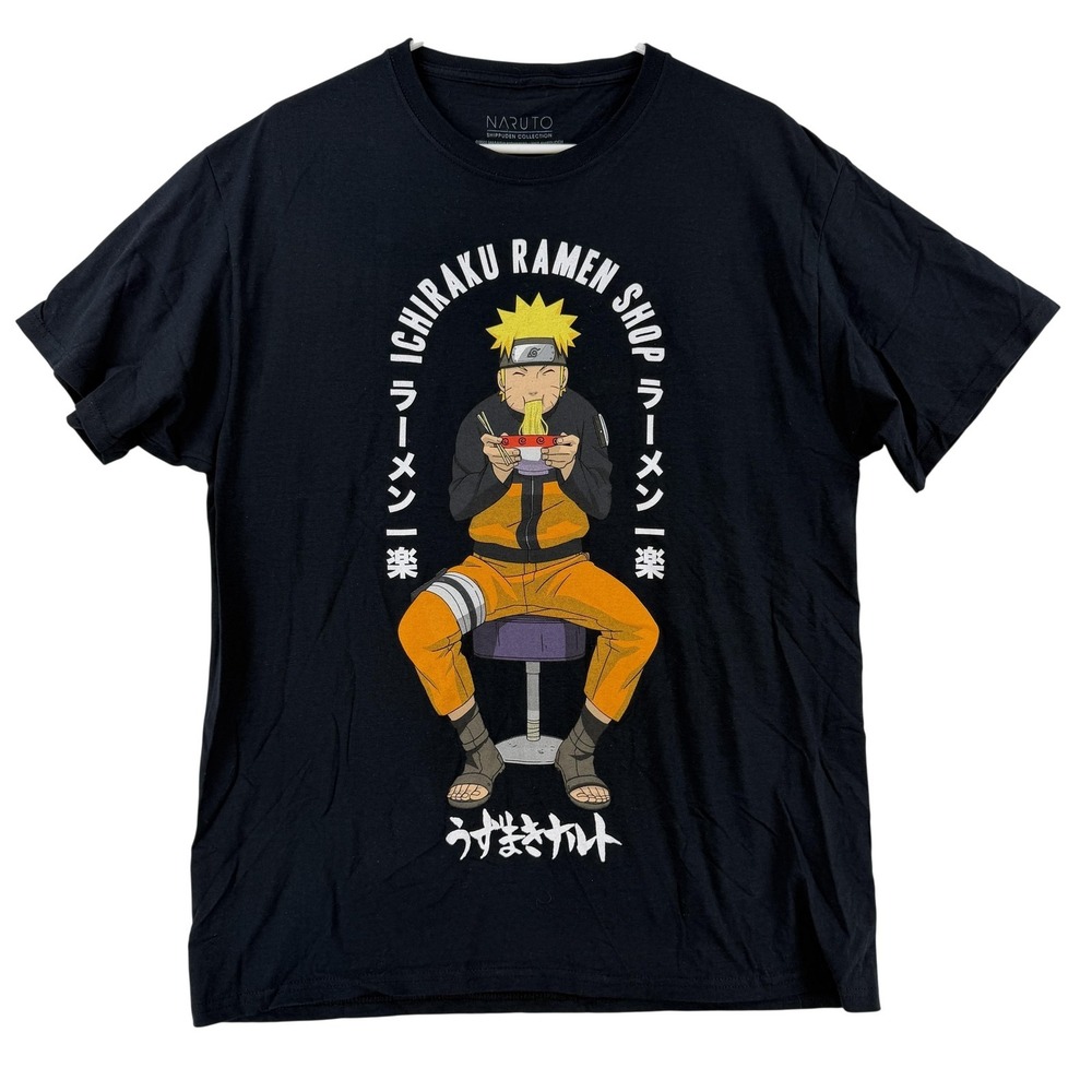 Naruto Shirt Mens‎ Large Black Ichiraku Ramen Shop Graphic Tee T-Shirt Anime